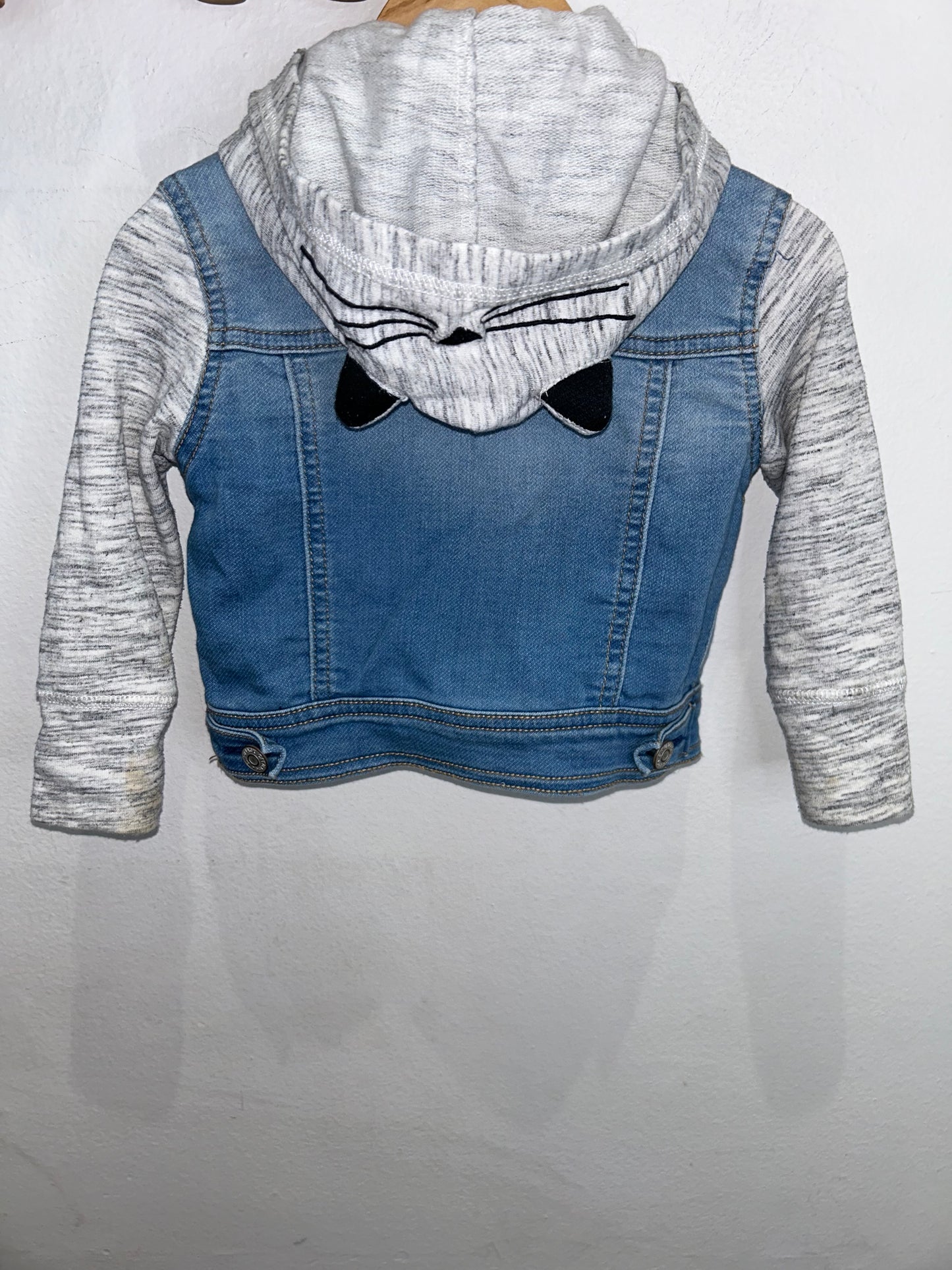 Hooded stretchy denim jacket 18m
