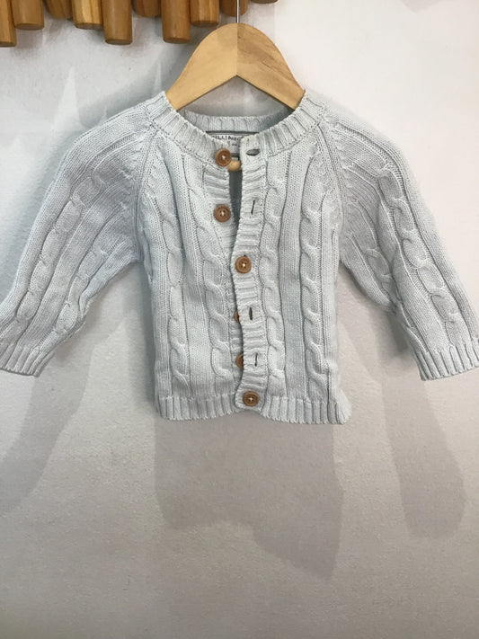 Cardigan light blue knit 6-12m