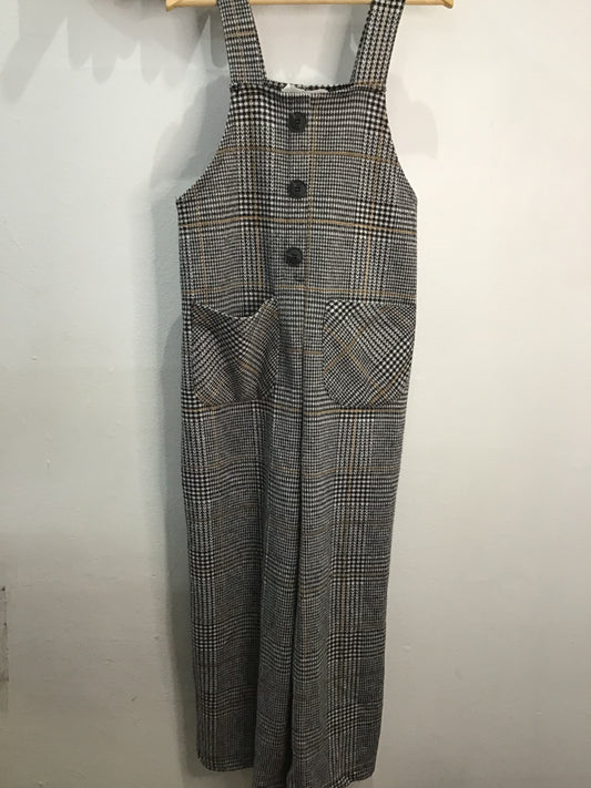 Romper black checkered 8y