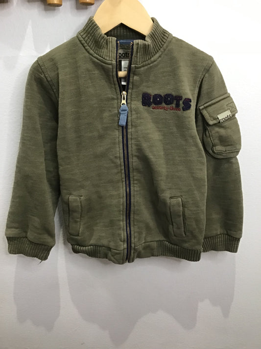 Roots olive zip-up 3y