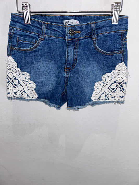 Doily detail jean shorts 10y