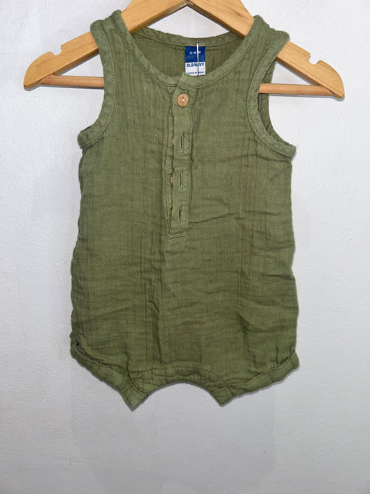 Cotton green romper 3-6m