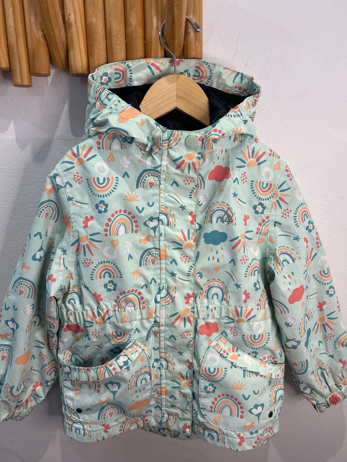 Rainbow teal rainjacket 5y