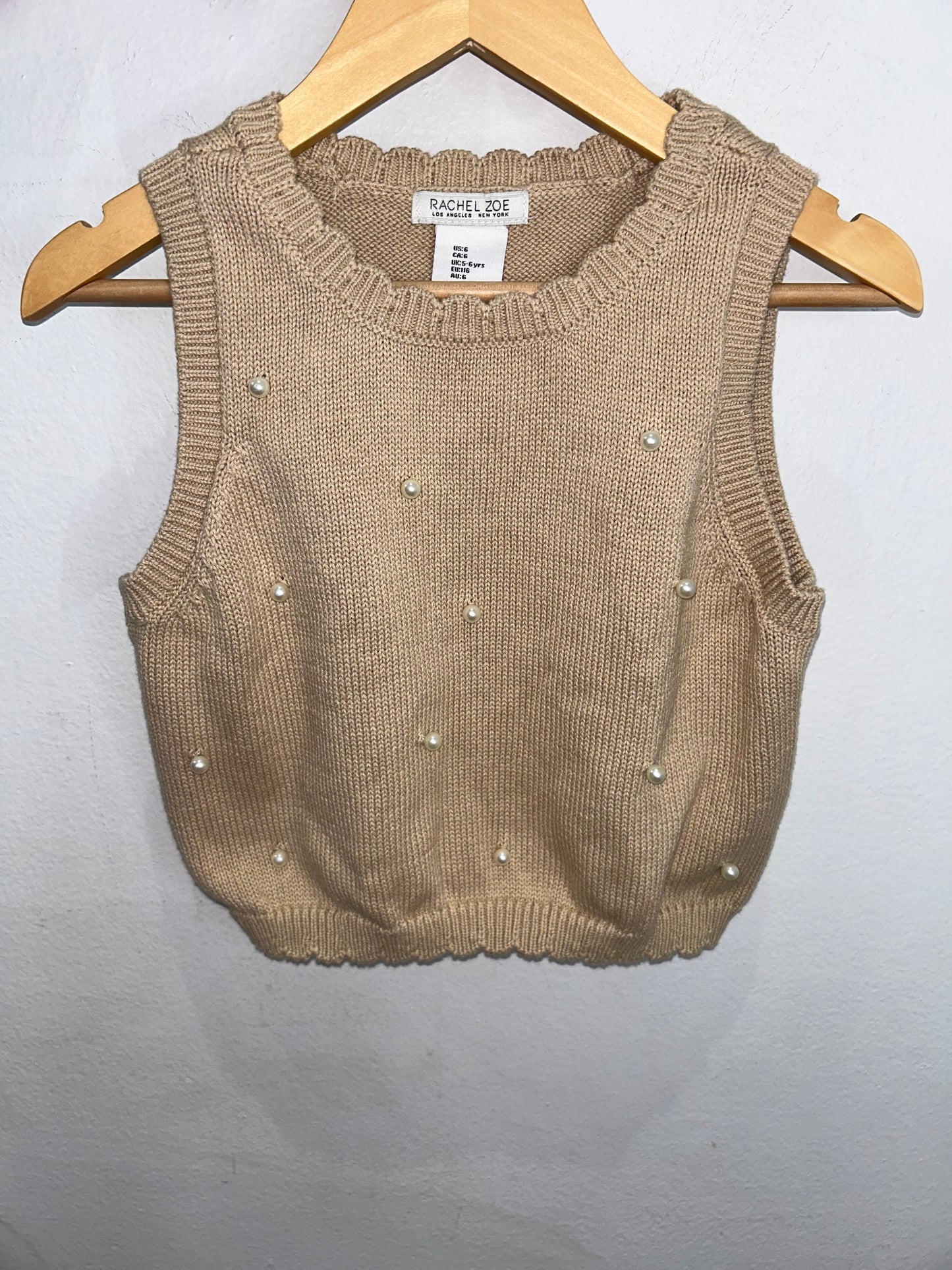 Knit vest with pearl detail 6y