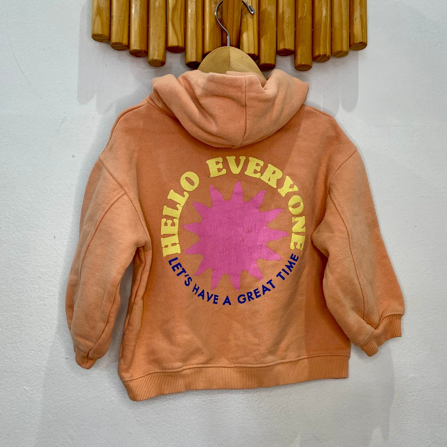 Hello peach hoodie 4-5y