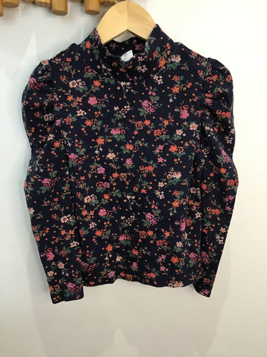 Fluffy sleeve bouquet mockneck 5y