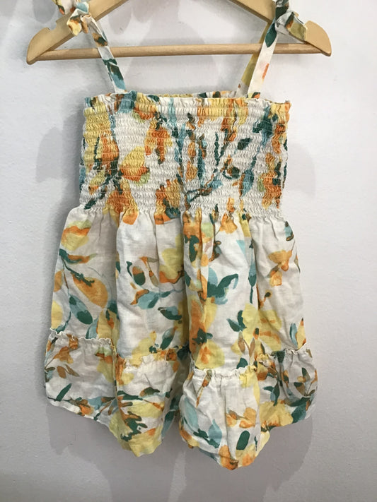 Dress linen yellow flowers 3y