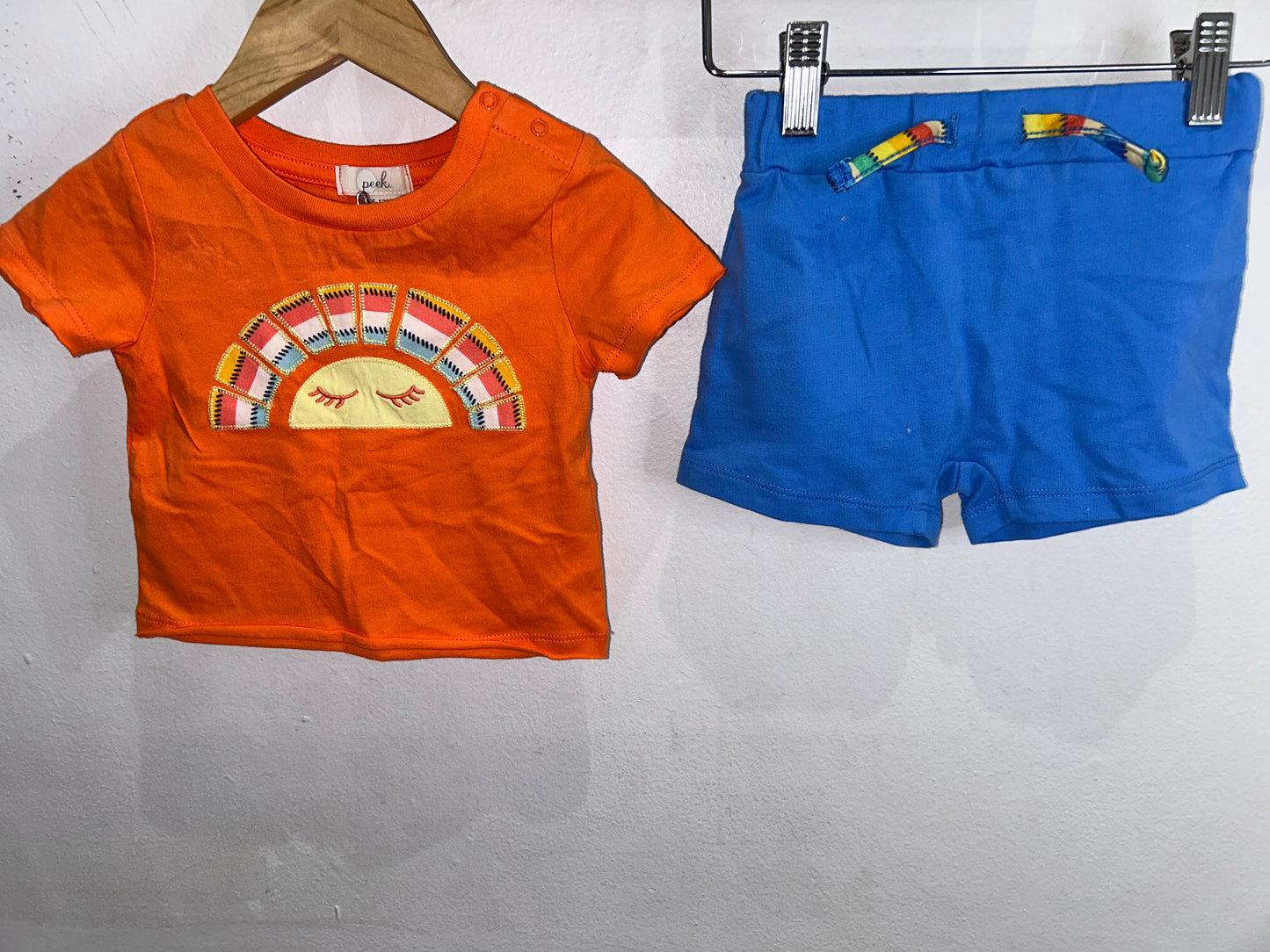 Orange and blue shorts set 6-12m NEW