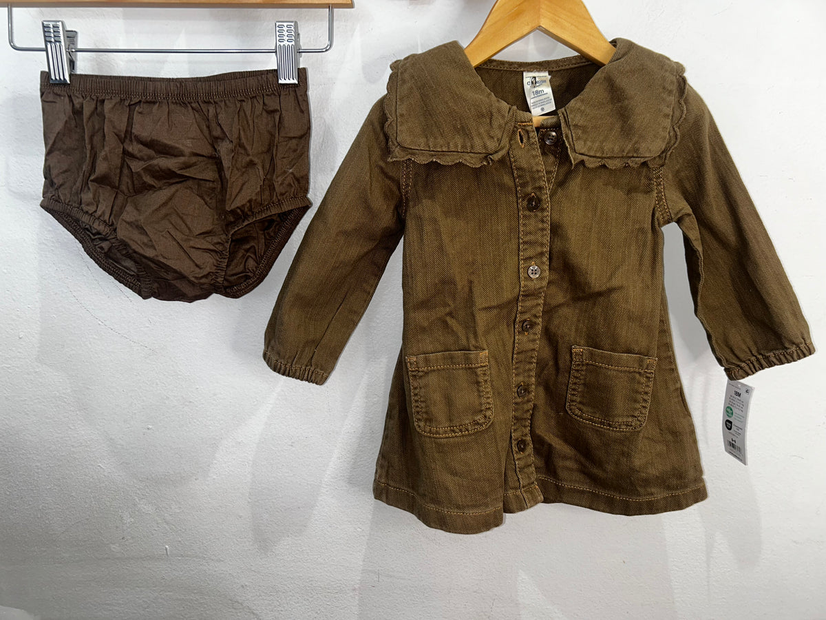 Brown denim shirt dress 18m NEW