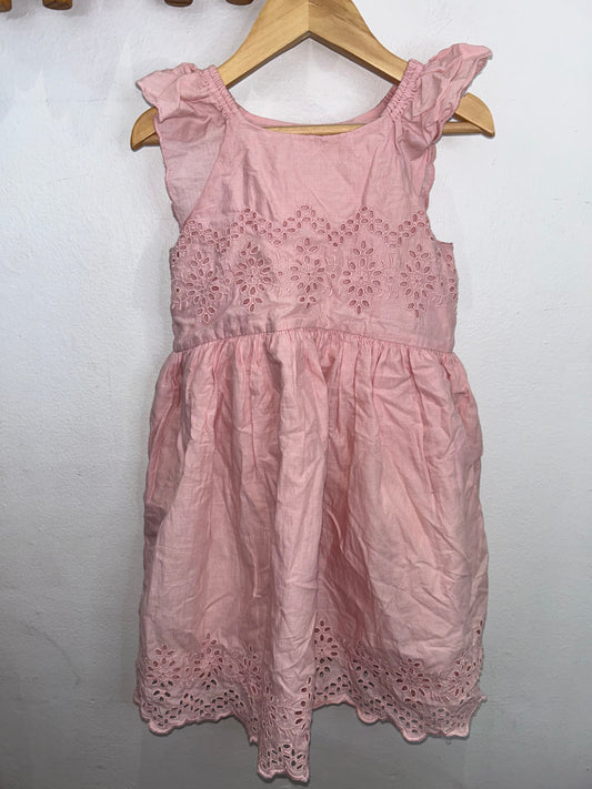 Pink eyelet dress 5y