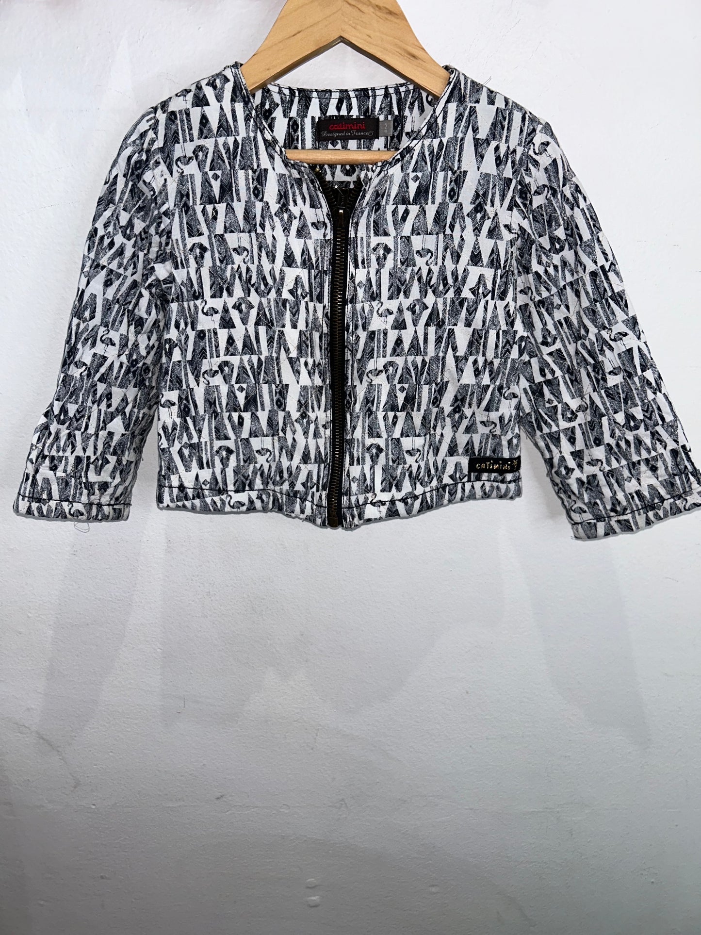 Black patterned cotton bomber 2y