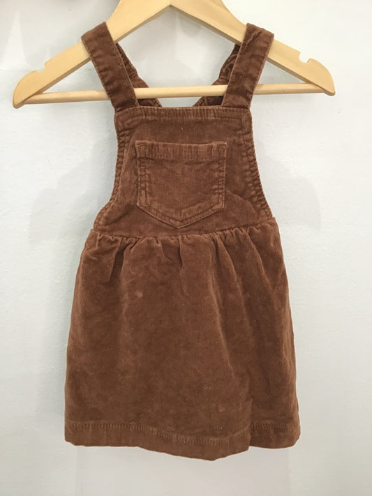 Brown cord pinafore 12-18m
