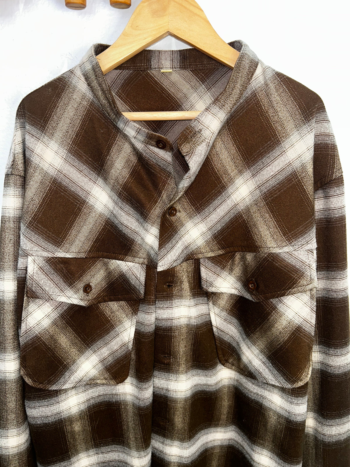 Brown checkered flannel shirt-  adult Large
