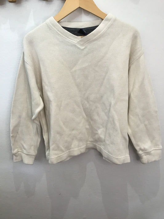 Cream V-neck sweater 5-6y