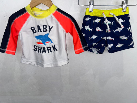 Neon baby shark swim set 0-6m