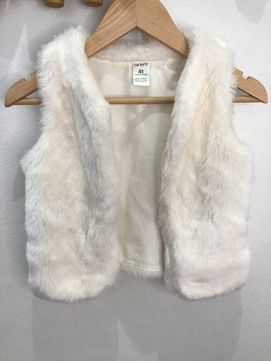 White furry vest 4y