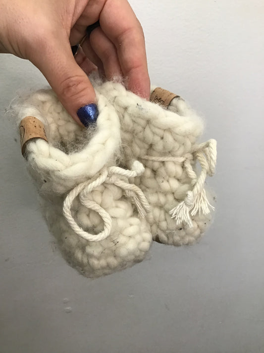 Wool booties cream 0-6m
