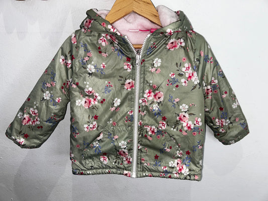 Green floral fleece lined jacket 24m