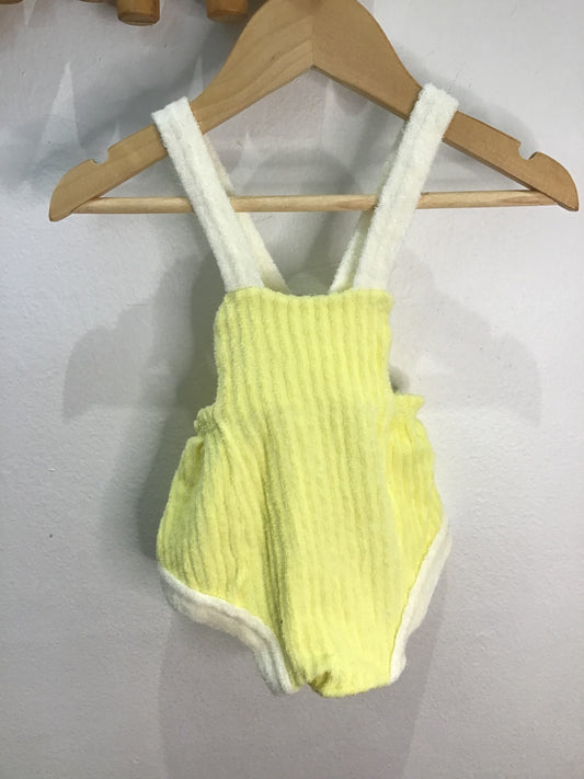 Vintage yellow towel romper newborn