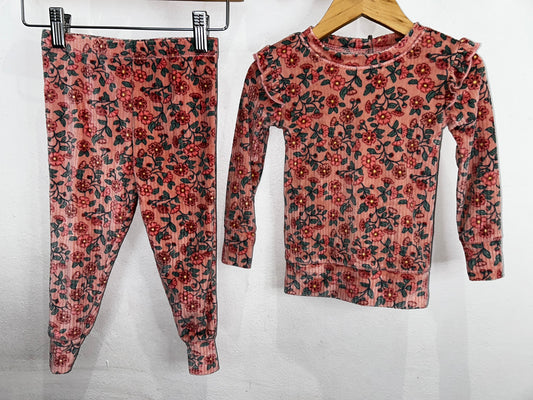 Peach velour flower set 2y