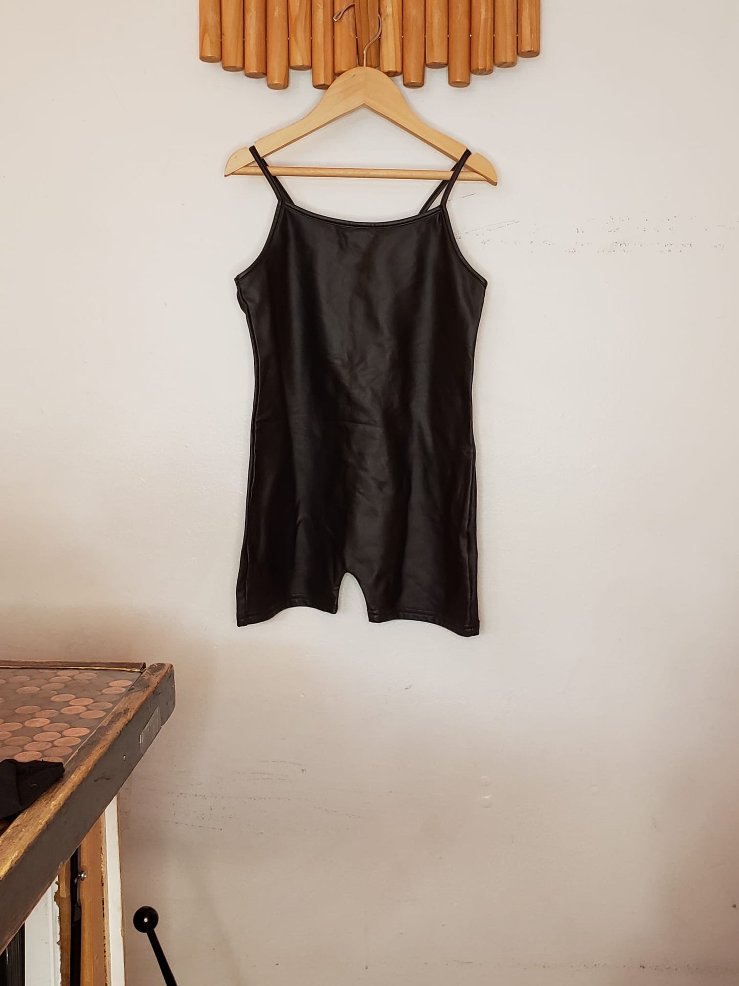 Faux leather bodysuit romper 9y