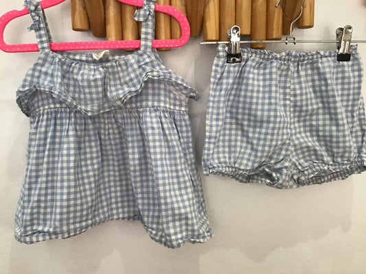Set shorty blue checkerd 18-24m