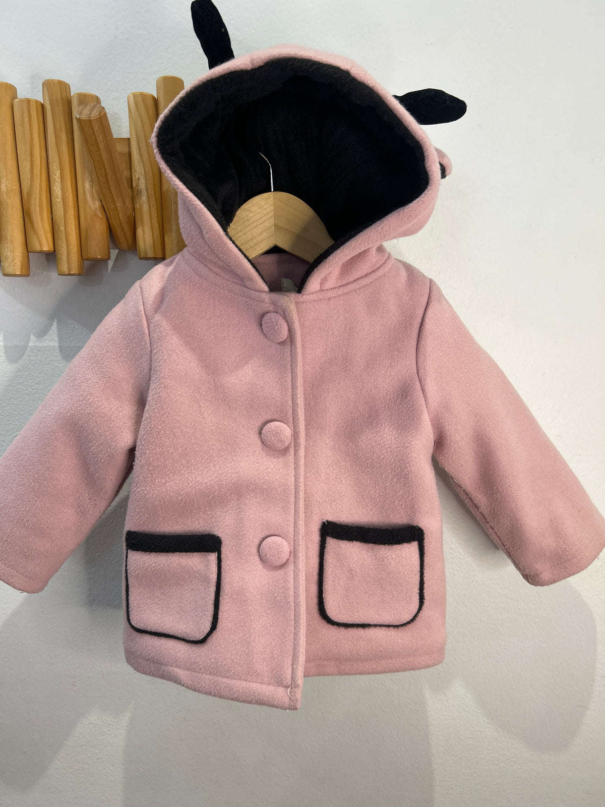 Pink and black coat 2-3y
