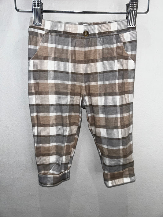 Brown checkered pants 6-9m
