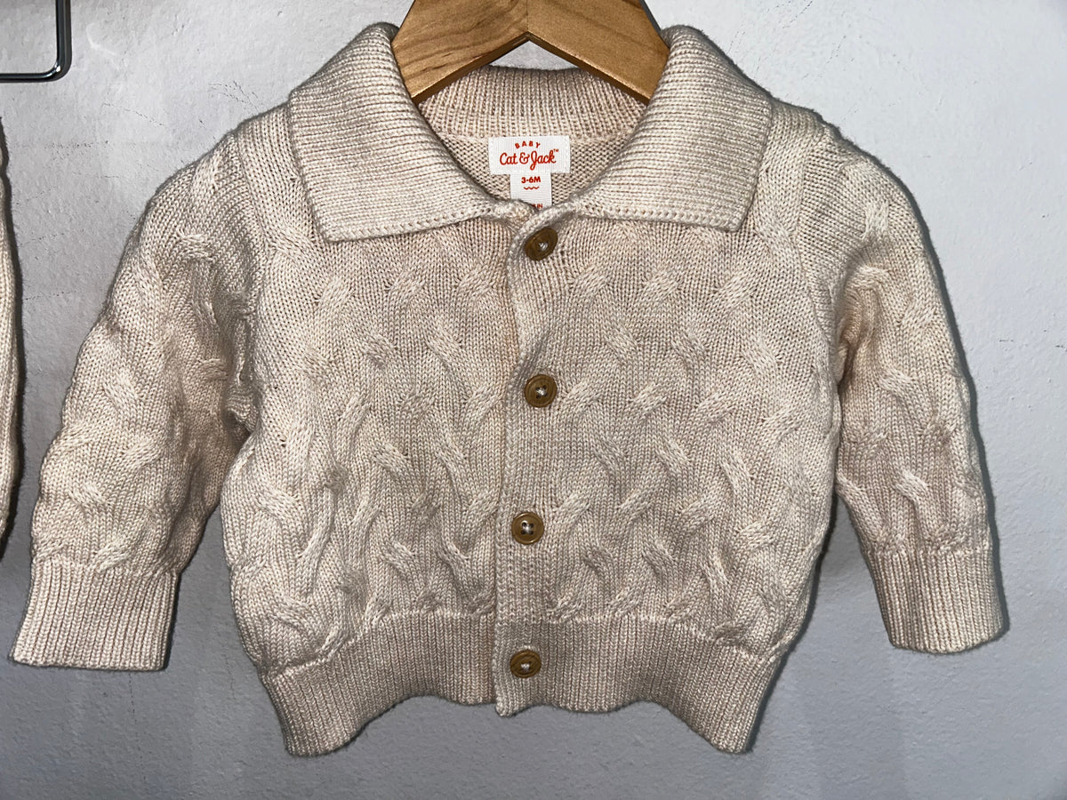 Cream cabl knit sweater set 3-6m