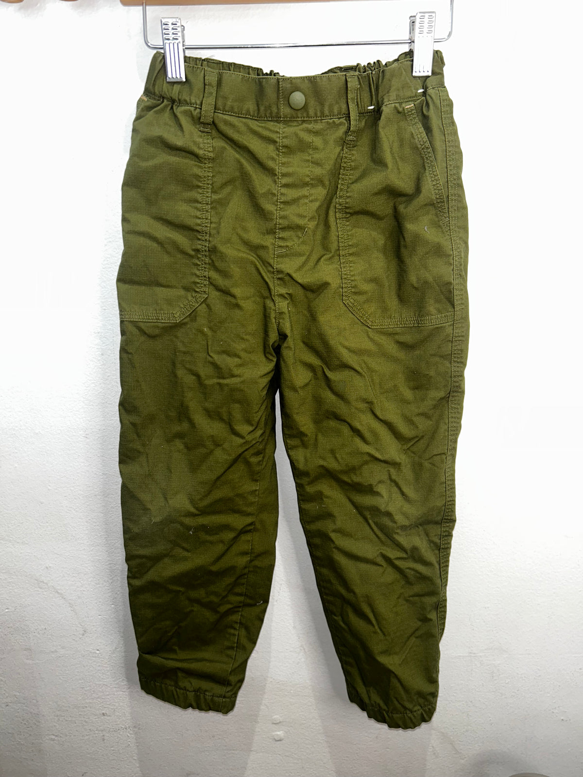 Olive fleece lined pants 5-6y