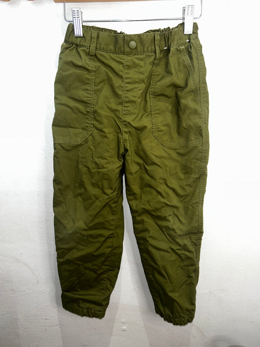 Olive fleece lined pants 5-6y