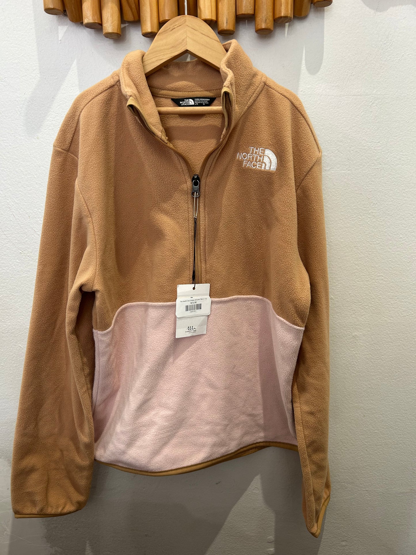 The North Face beige and pink fleece 12y