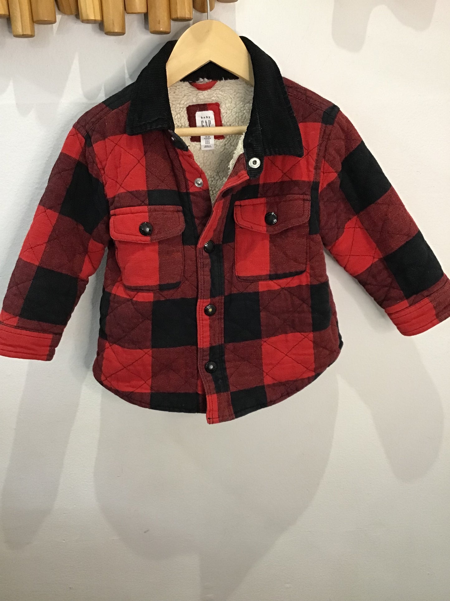 Checkered furry lined over shirt 18-24m