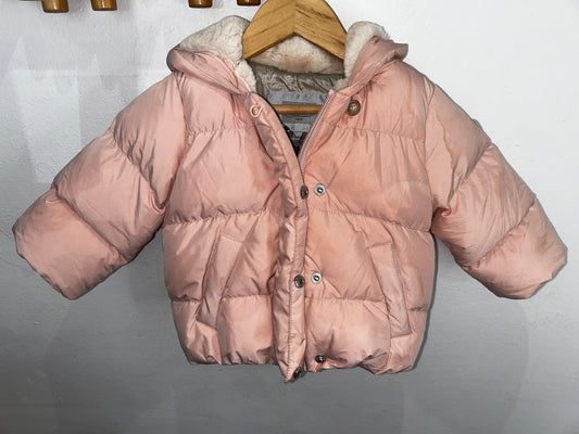 Bonpoint pink winter jacket 12m