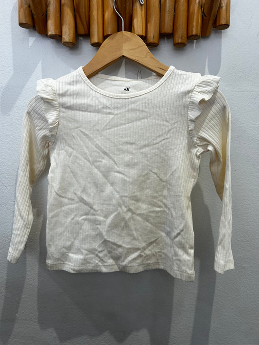 Cream ribbed longsleeve 2-4y
