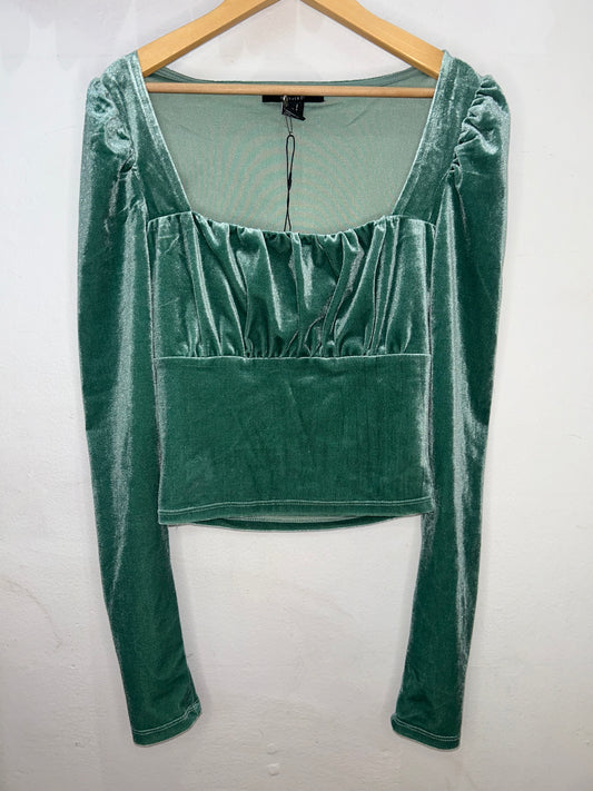 Green velvet longsleeve -adult S