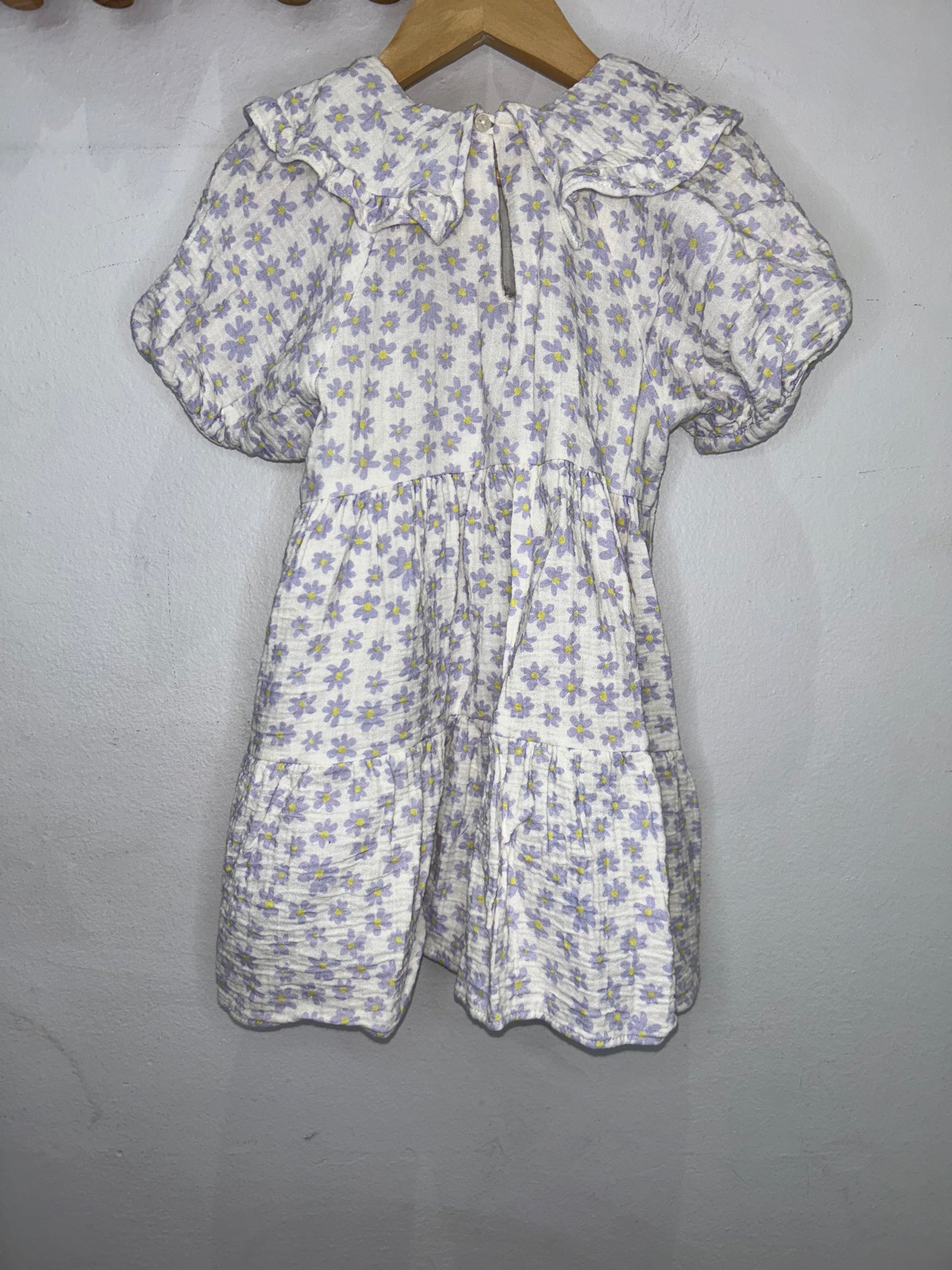 Purple flowers collard dress 3-4y