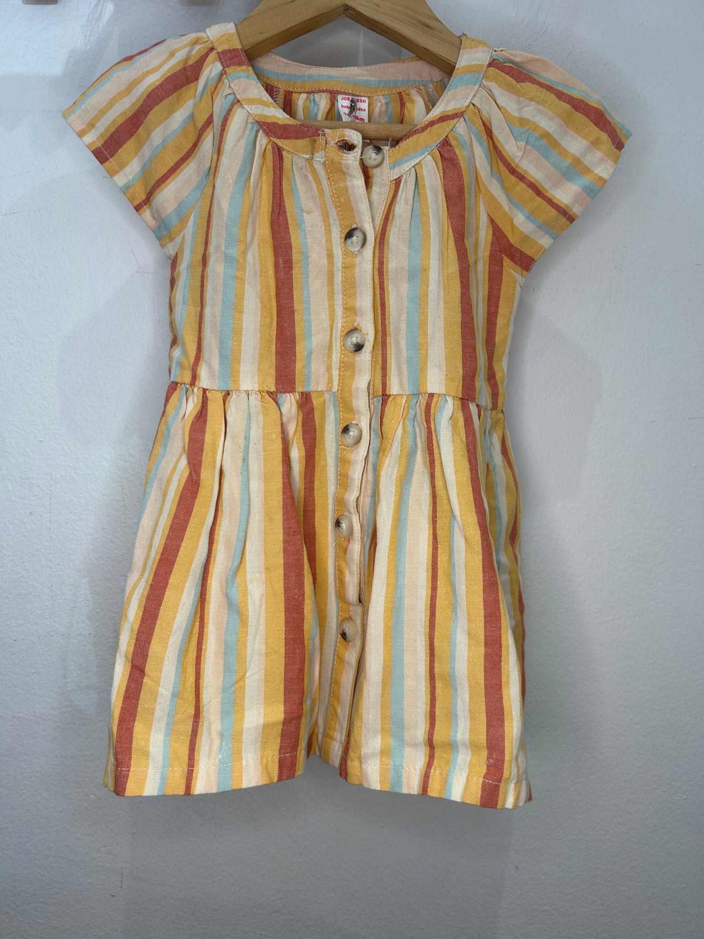 Yellow stripes dress 12-18m