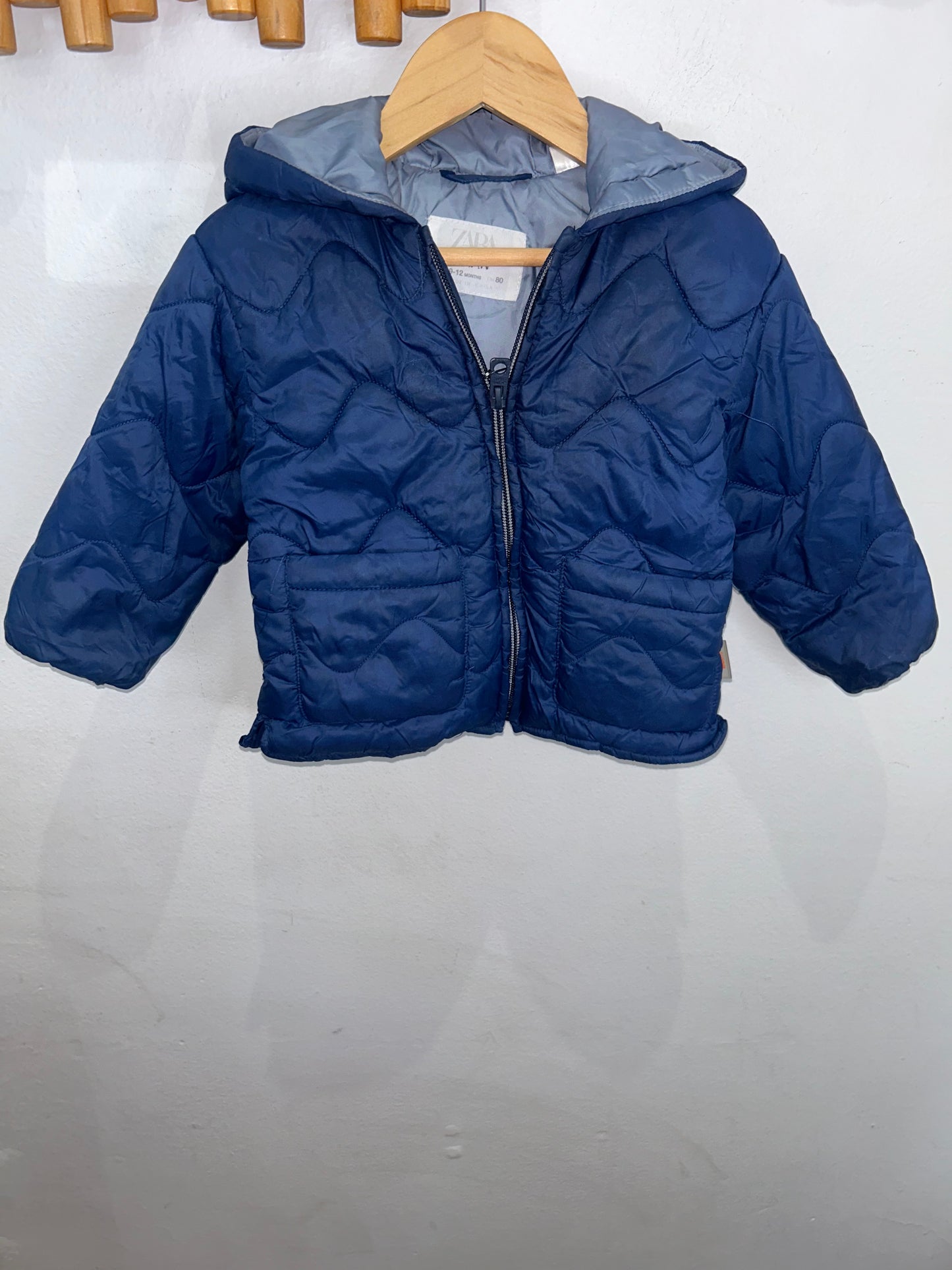 Blue puffer jacket 9-12m