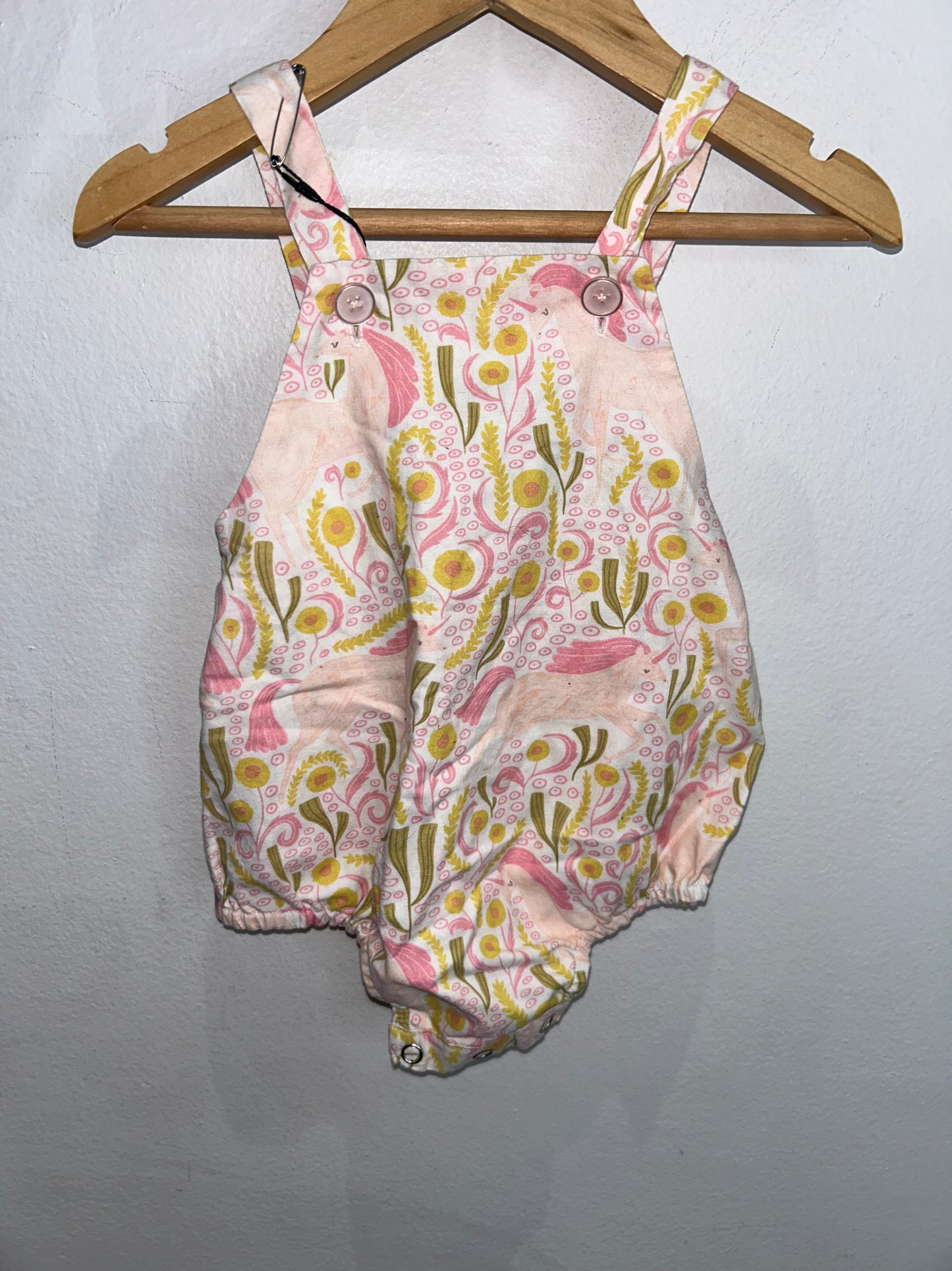 Pink pattern shorty romper 6-12m