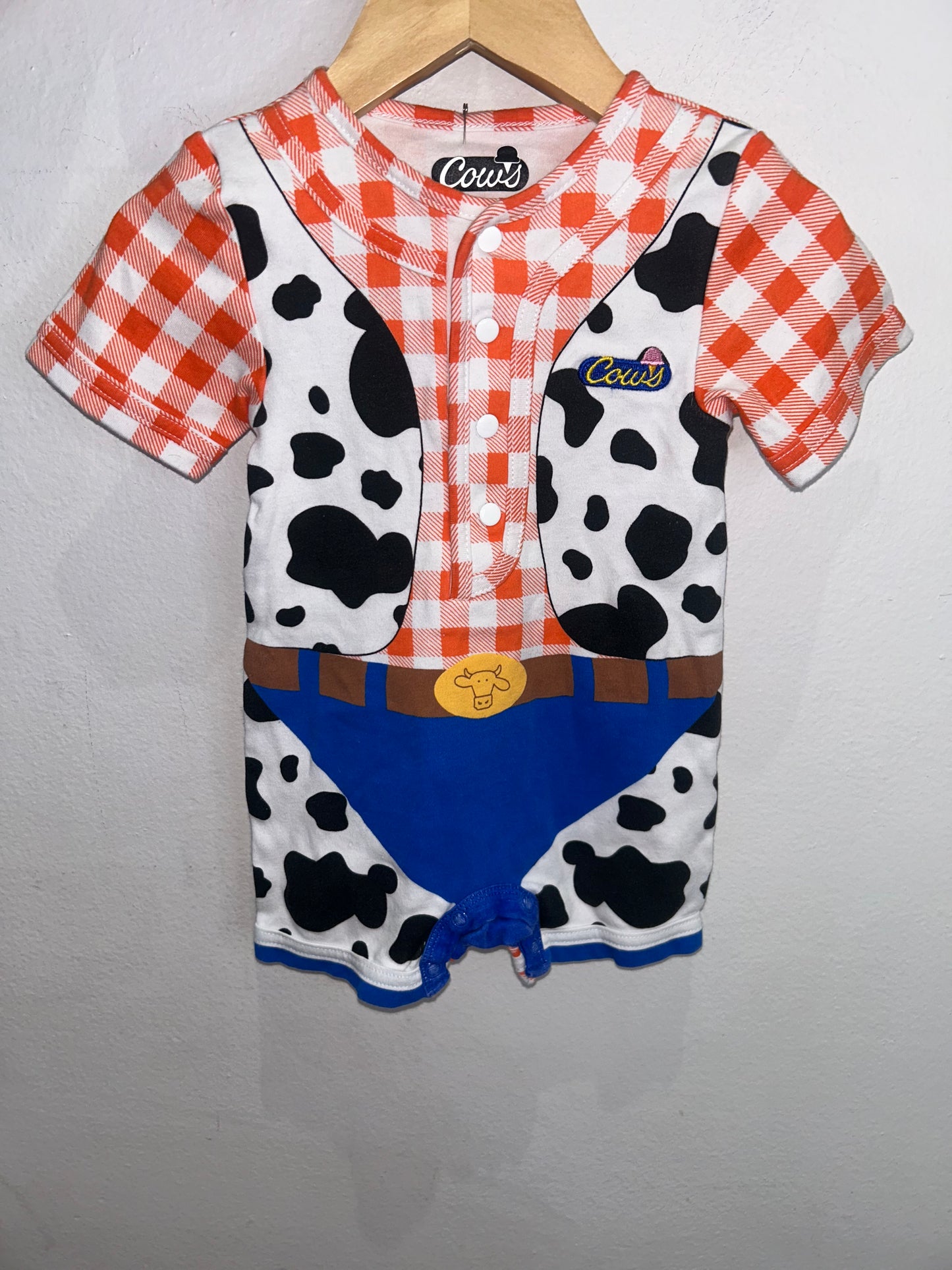 Cows shorty romper 6-9m