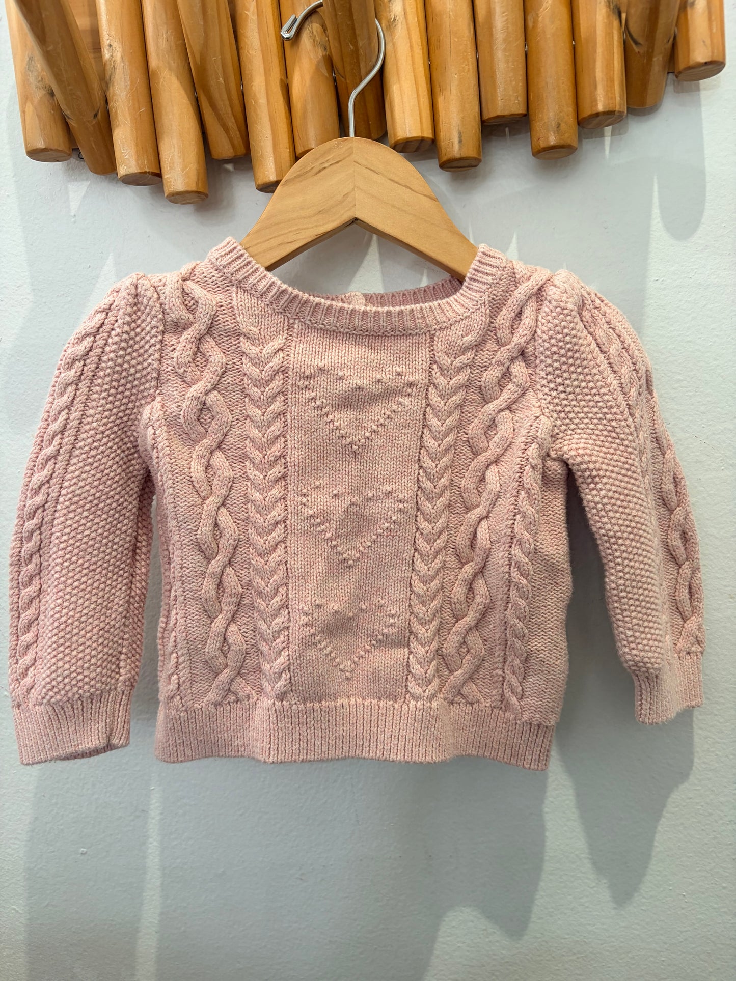 Heart knit sweater pink 6-12m