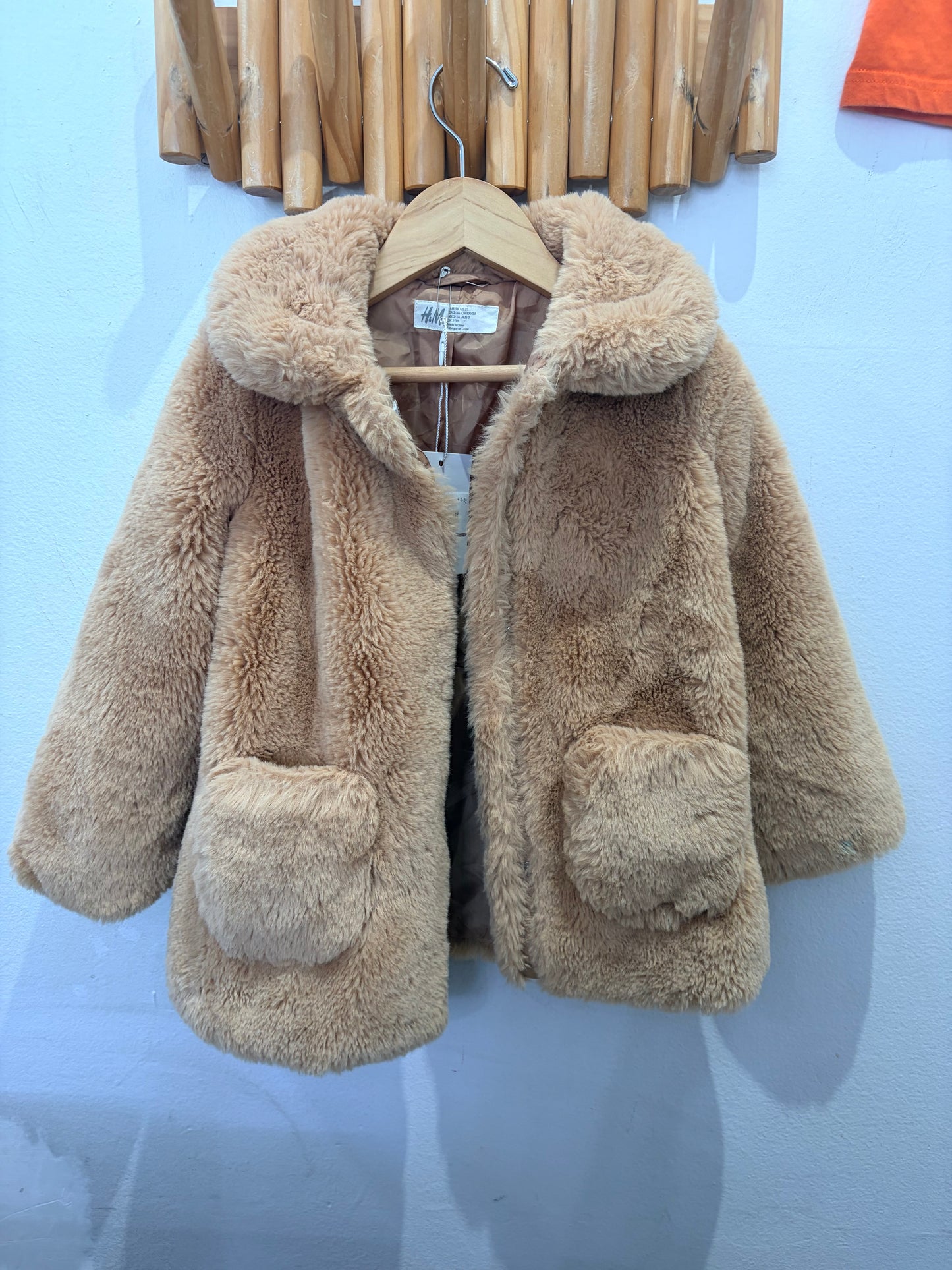 Light brown furry coat 2-3y