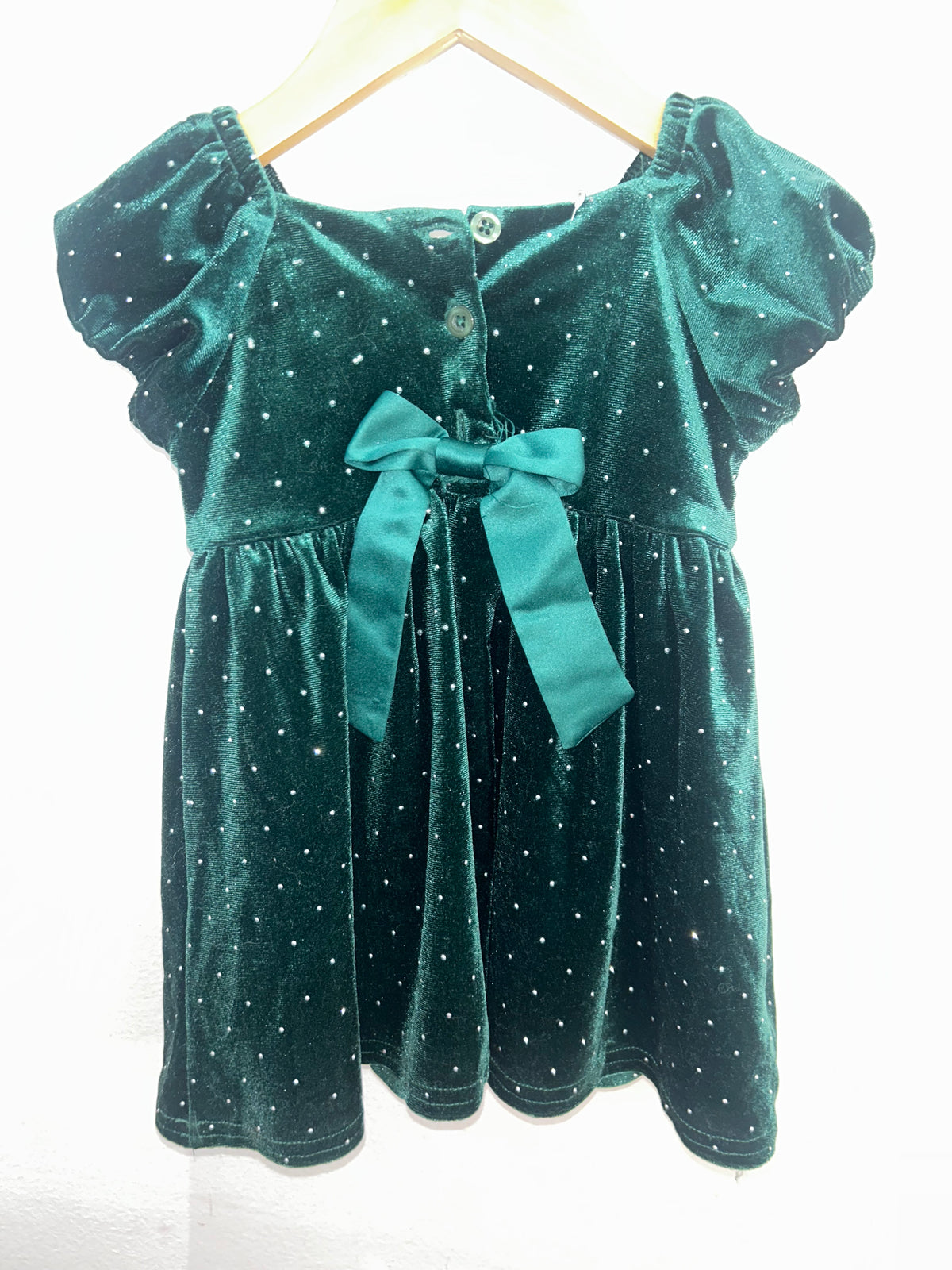 Very fancy green velvet dress 12m