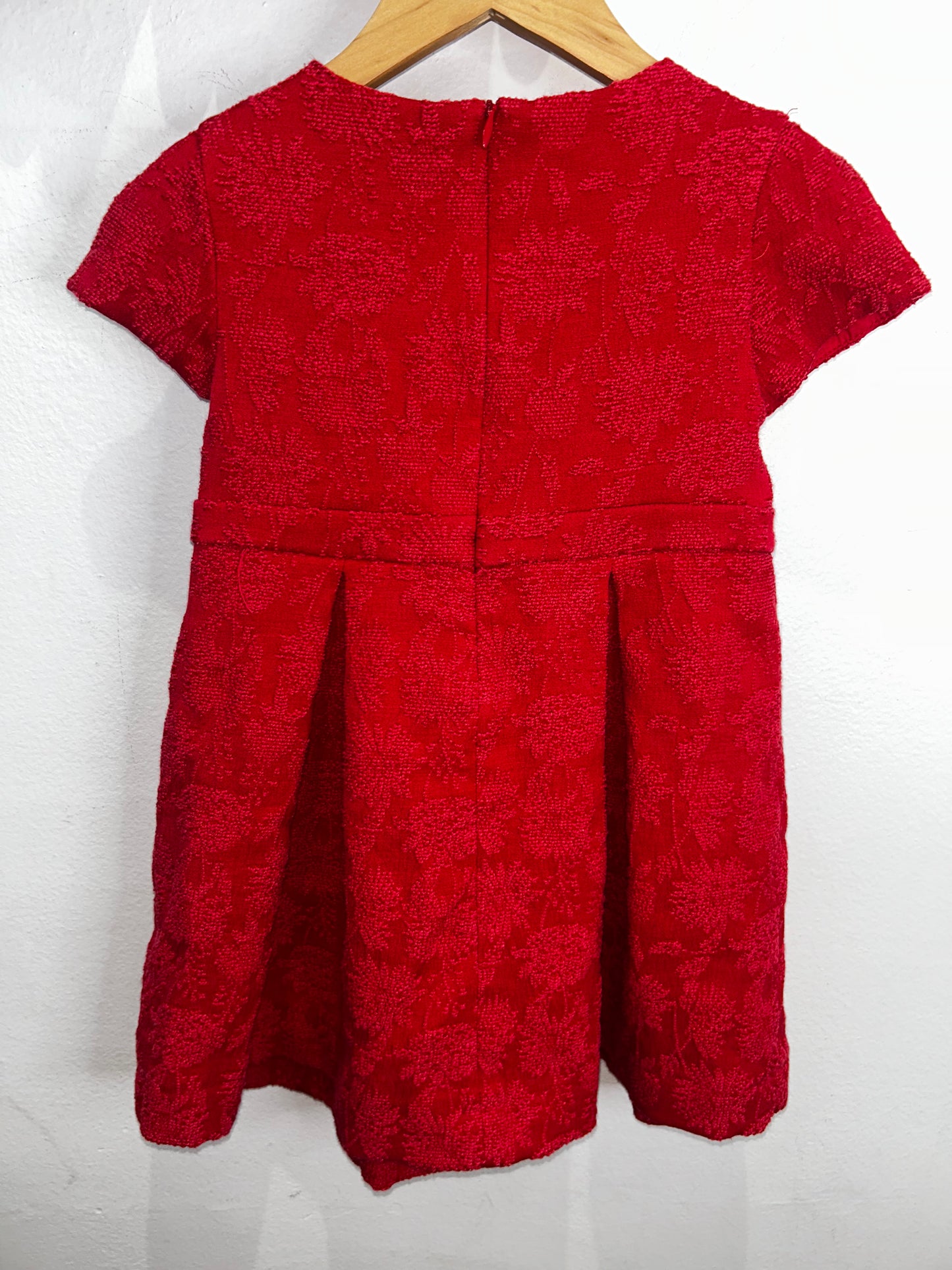 Red dress with flowers and bow 4y