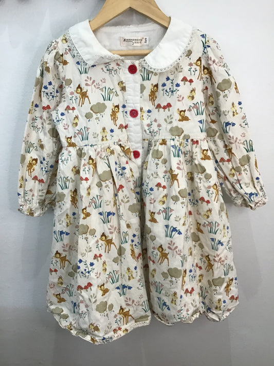 Deer 80s style dress 4-6y