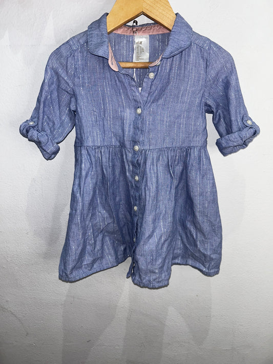 Sparkly thread shirt dress 9-12m