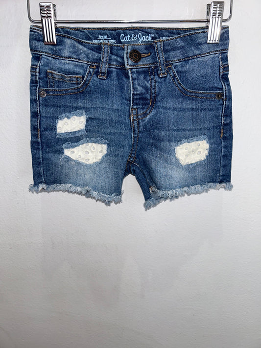 Denim shorts with lace detail 4-5y