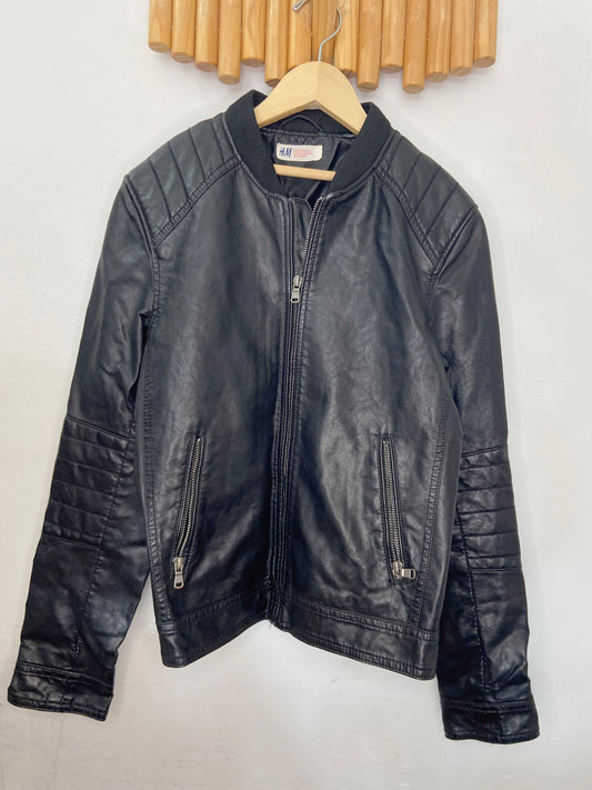 Round Collar leather jacket 11-12y