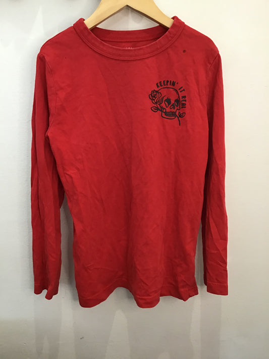 Longsleeve red skull 7-8y